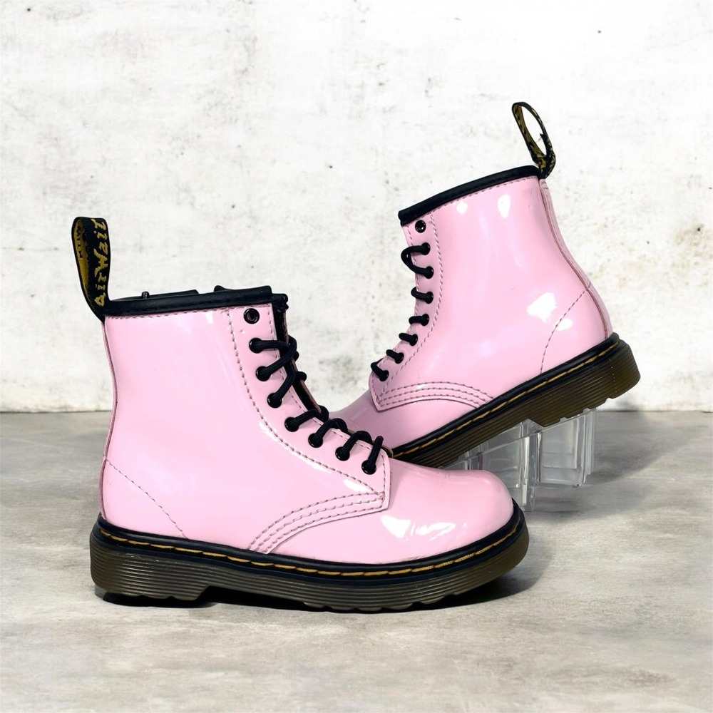 Dr. Martens 1460 T Pink Patent Side Zip Boots Toddler Size 9
